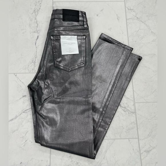 (JS-2) Jonathan Simkhai Rae High Rise Ankle Skinny In Metallic - Picture 3 of 7